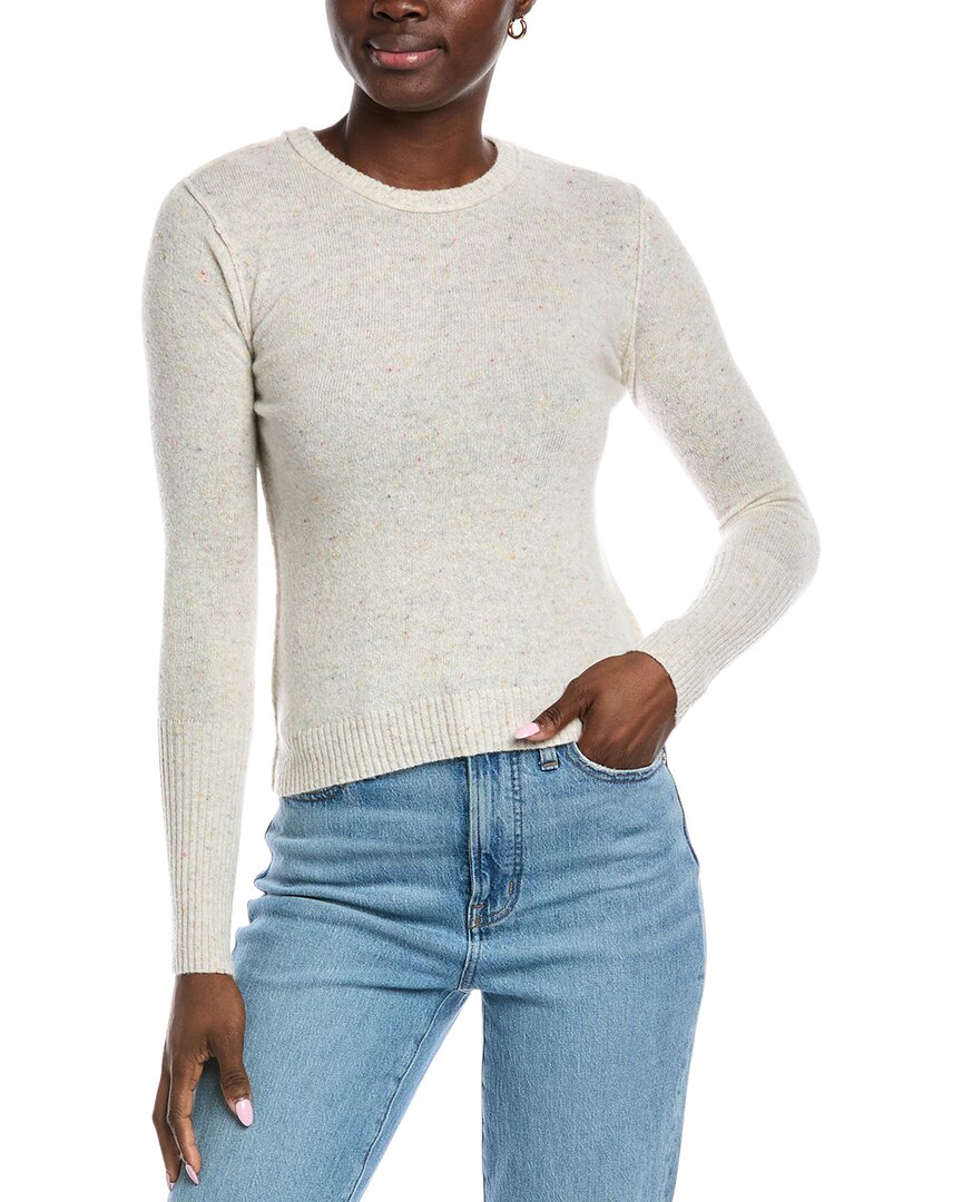 Autumn Cashmere Raw Edge Cashmere Sweater In White