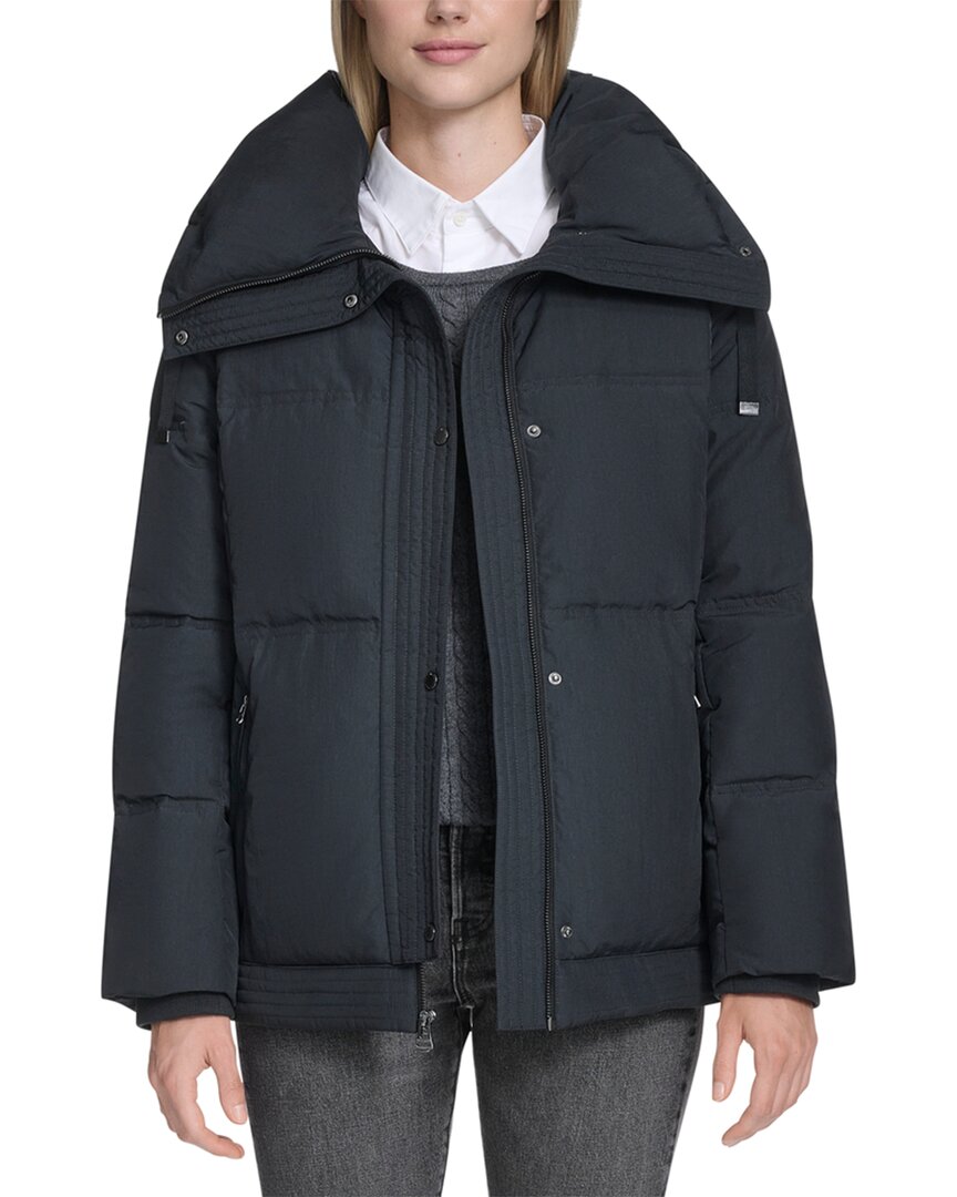Cole Haan Twill Down Jacket In Black