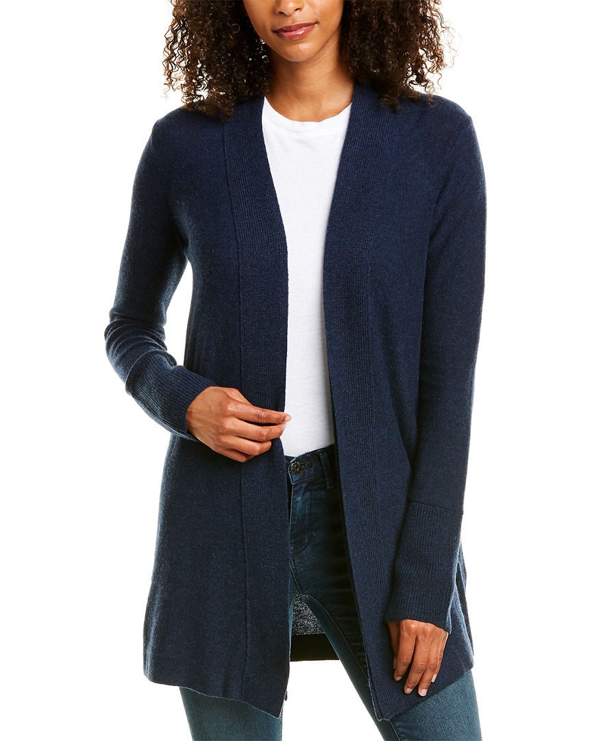 Image of Forte Cashmere Ribbed Trim Cashmere Cardigan