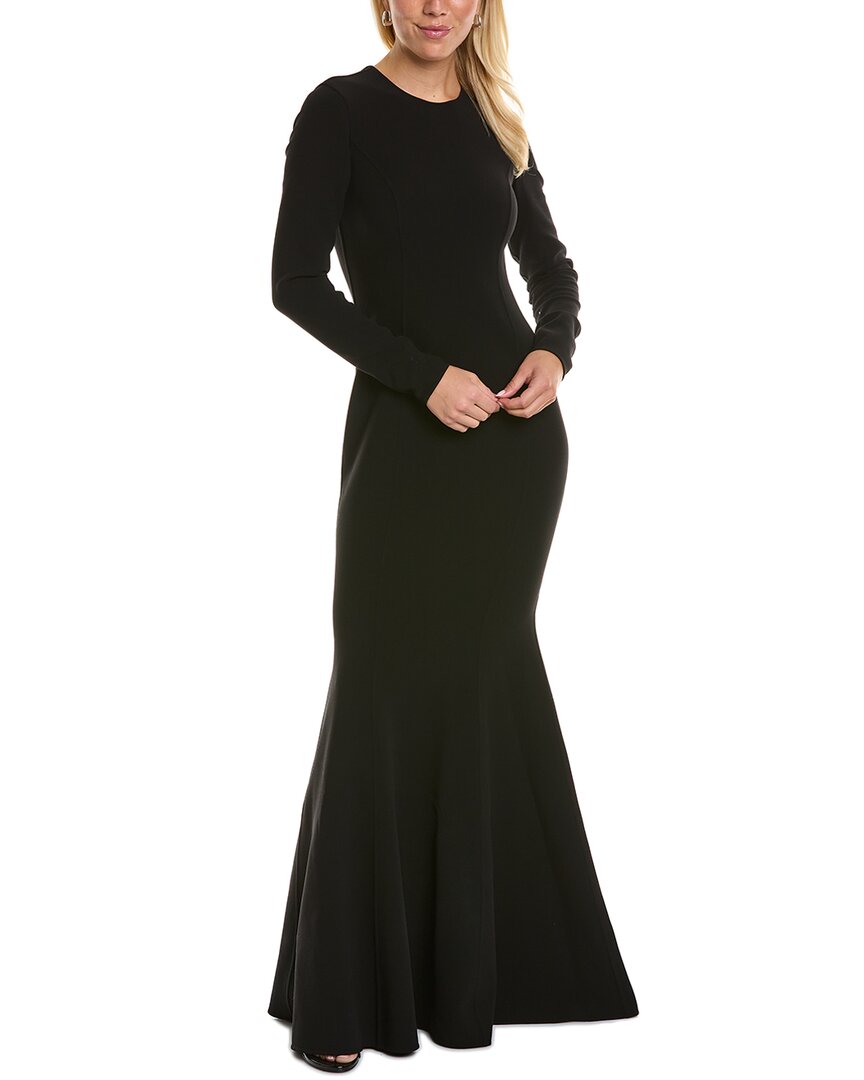 Shop Michael Kors Collection Wool-blend Fishtail Gown In Black