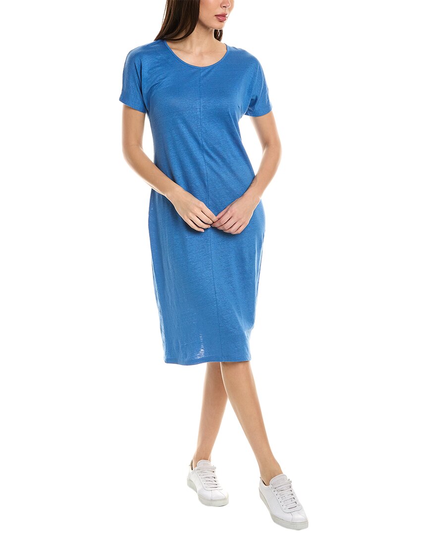 Shop Majestic Filatures Linen-blend T-shirt Dress In Blue
