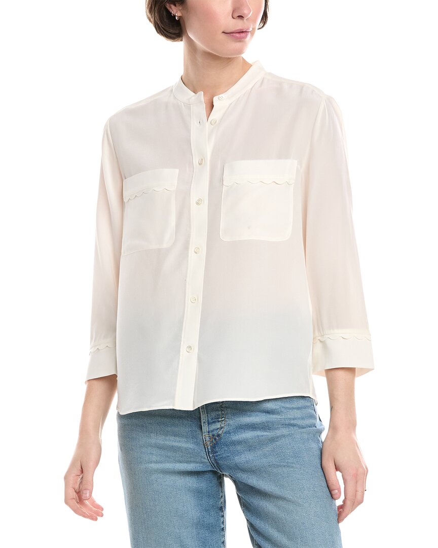 Frame Scallop Trim Silk Button-up Shirt