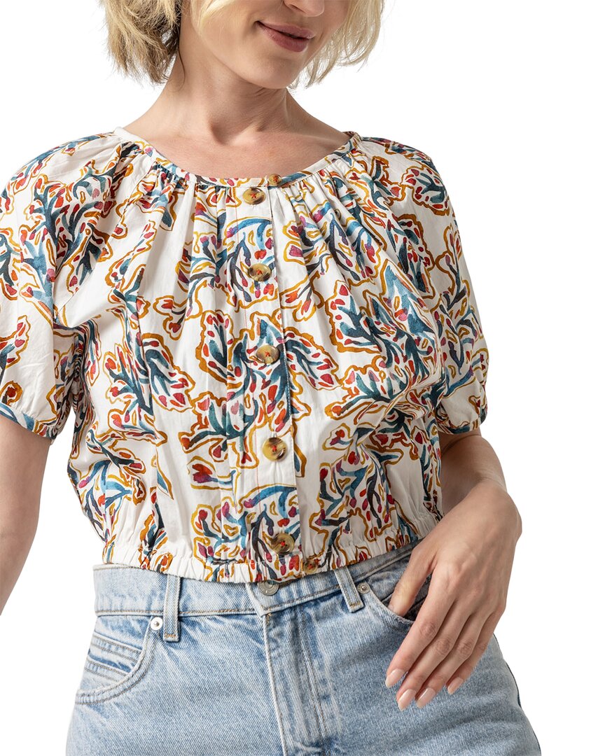 LILLA P LILLA P ELASTIC HEM BUTTON FRONT TOP