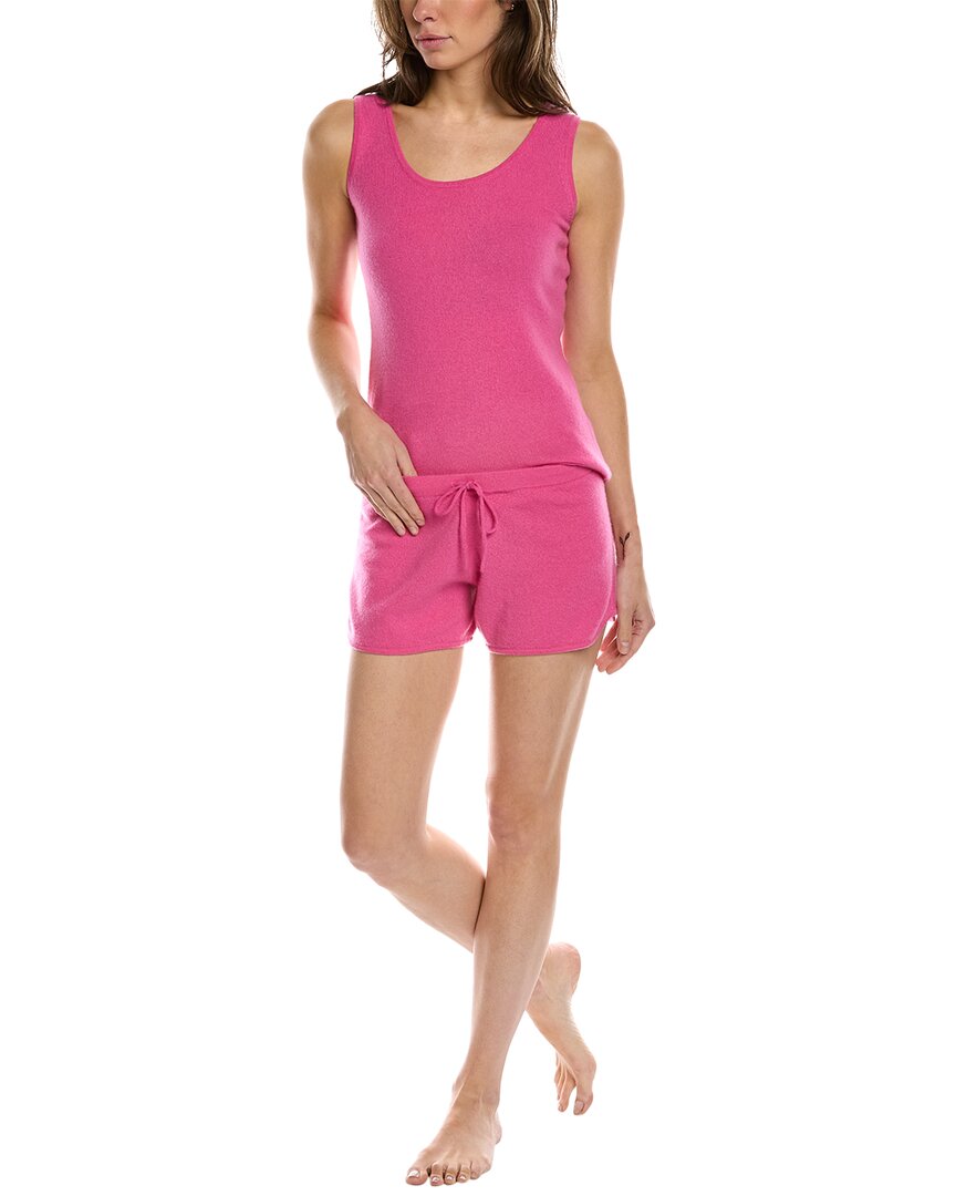 Sofiacashmere 2pc Cashmere Tank & Short Set In Pink
