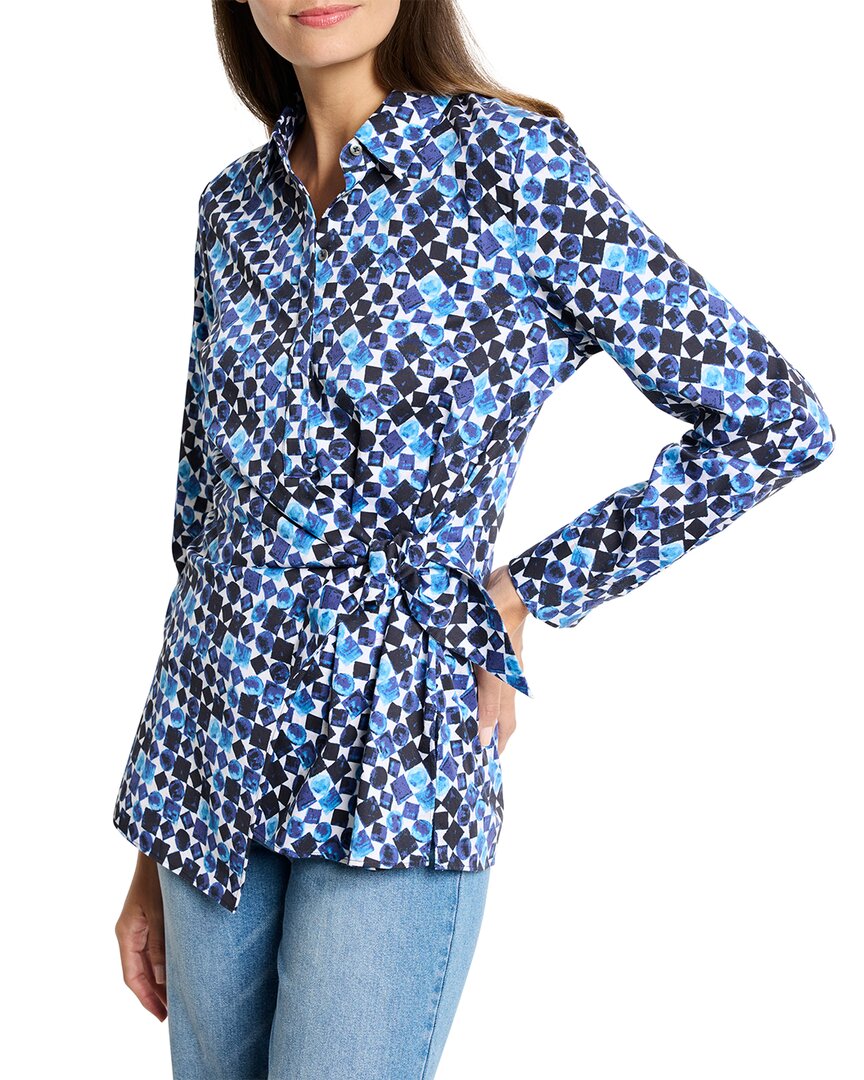 Nic + Zoe Nic+zoe Baubles Side Tie Stretch Cotton Shirt