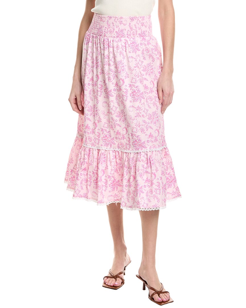 Sail To Sable Ruffle Midi Skirt In Pink