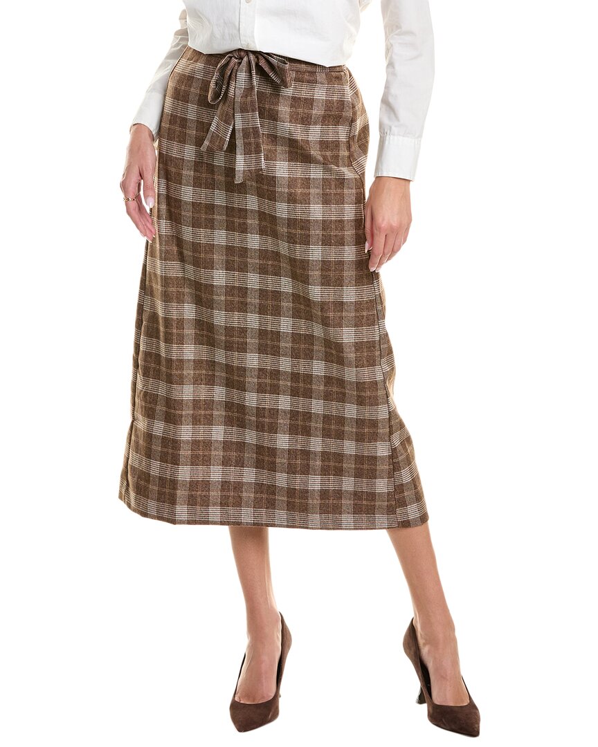Yal New York Plaid Button A-line Skirt In Brown