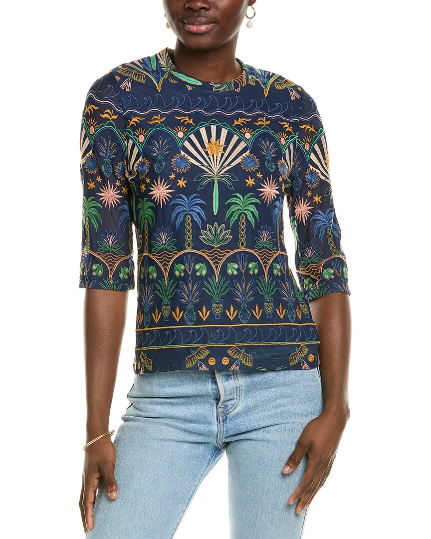 Johnny Was Kaia Mesh T-shirt In Blue