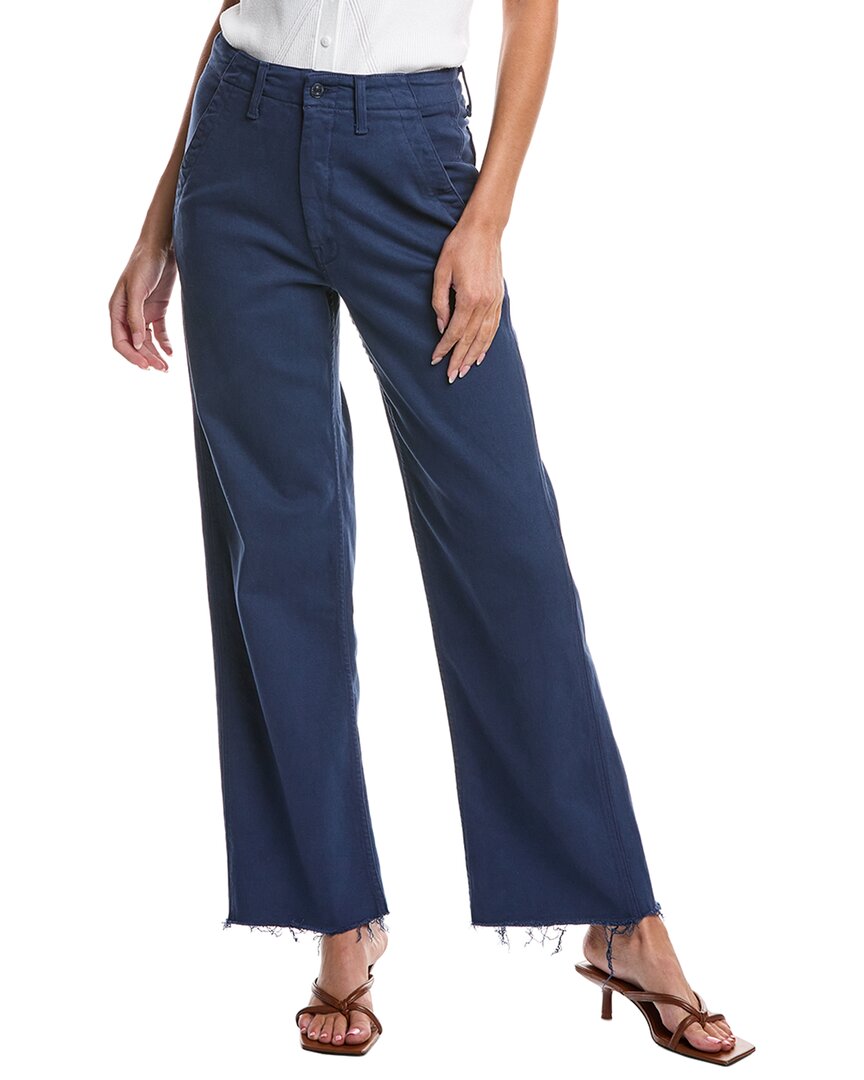 Mother The Major Zip Sneak Fray Insignia Blue Straight Jean In Blue