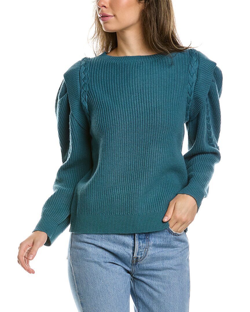 Shop Lea & Viola Braided Wool & Cashmere-blend Sweater In Blue