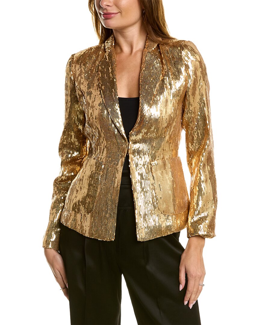 Shop Gracia Sequin Blazer In Gold