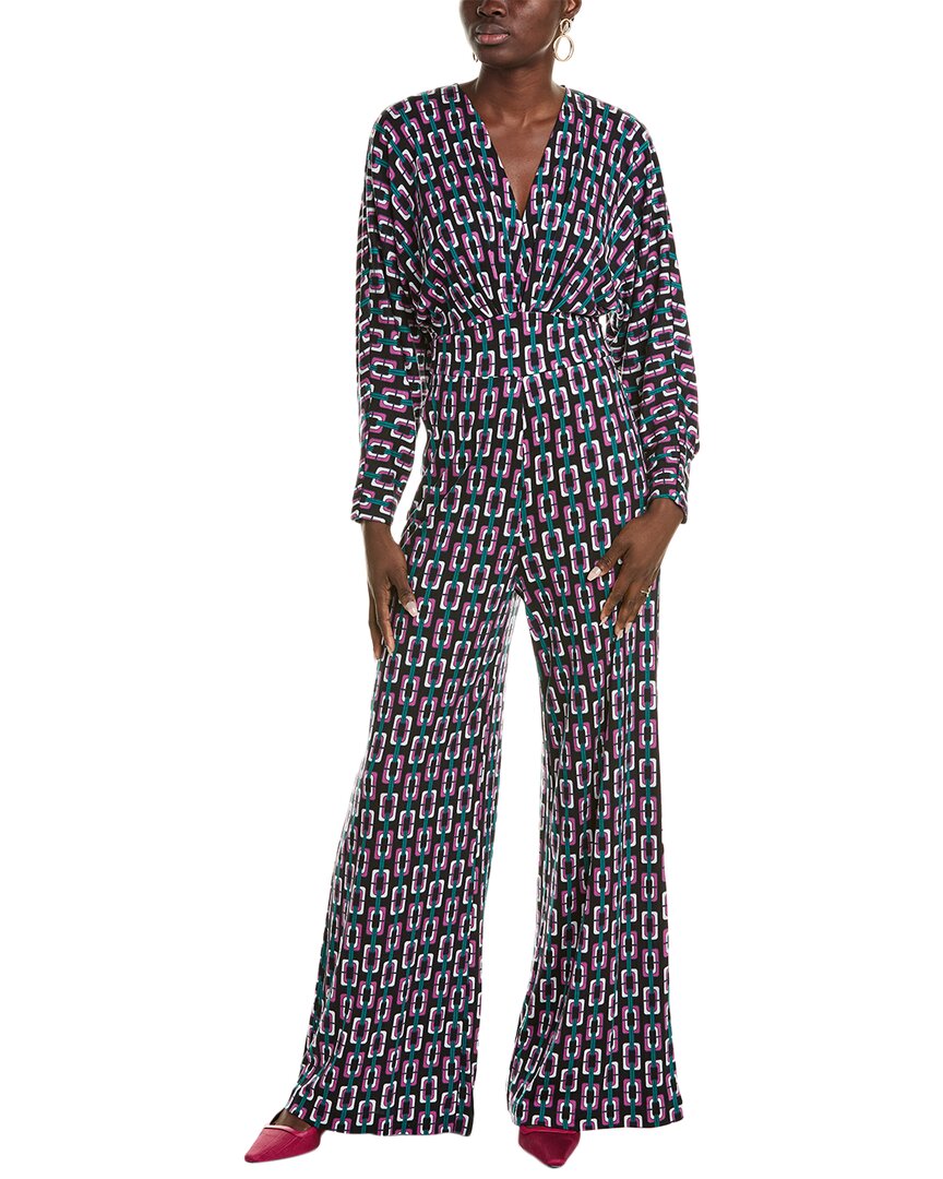 Diane Von Furstenberg Fanny Floral-print Lyocell And Wool-blend Jersey Wide-leg Jumpsuit In Purple