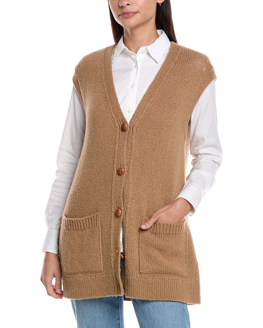 Lafayette 148 New York Camel Hair Sweater Vest In Brown