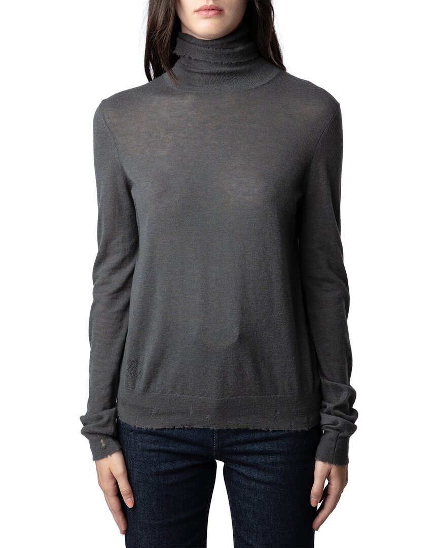 Zadig & Voltaire Bobby Distressed Cashmere Turtleneck Sweater