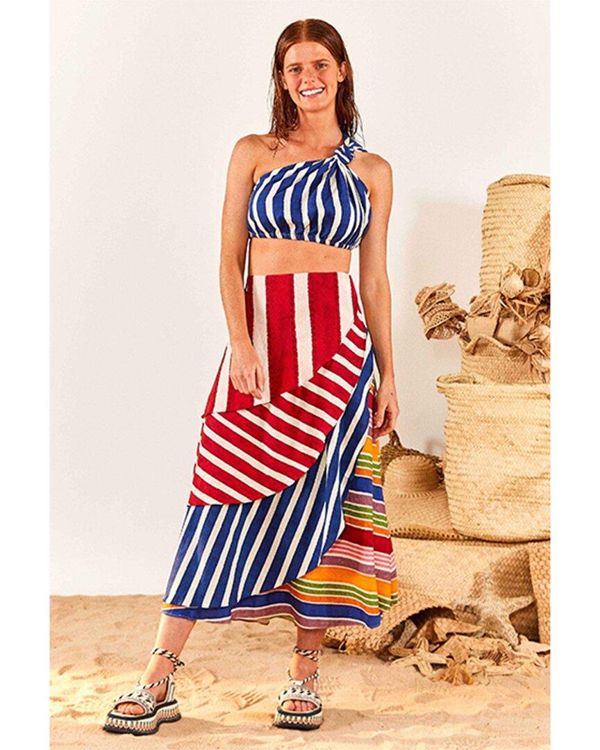Shop Farm Rio Amazing Stripes Frilled Midi Skirt