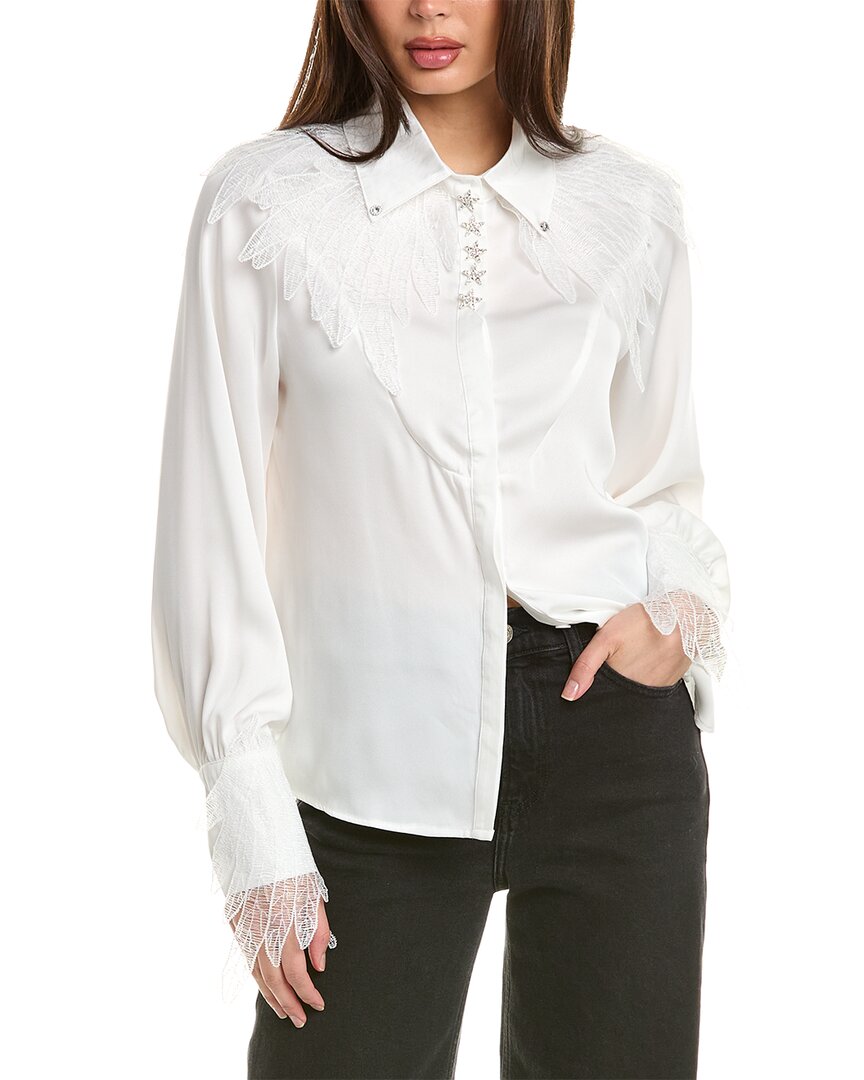 Shop Beulah Applique Shirt In White