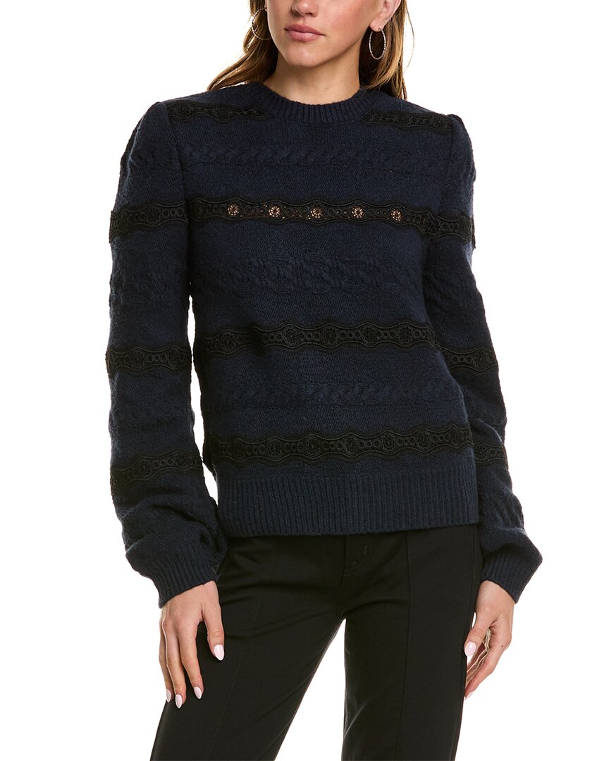 Sam Edelman Jette Cable Lace Sweater In Black