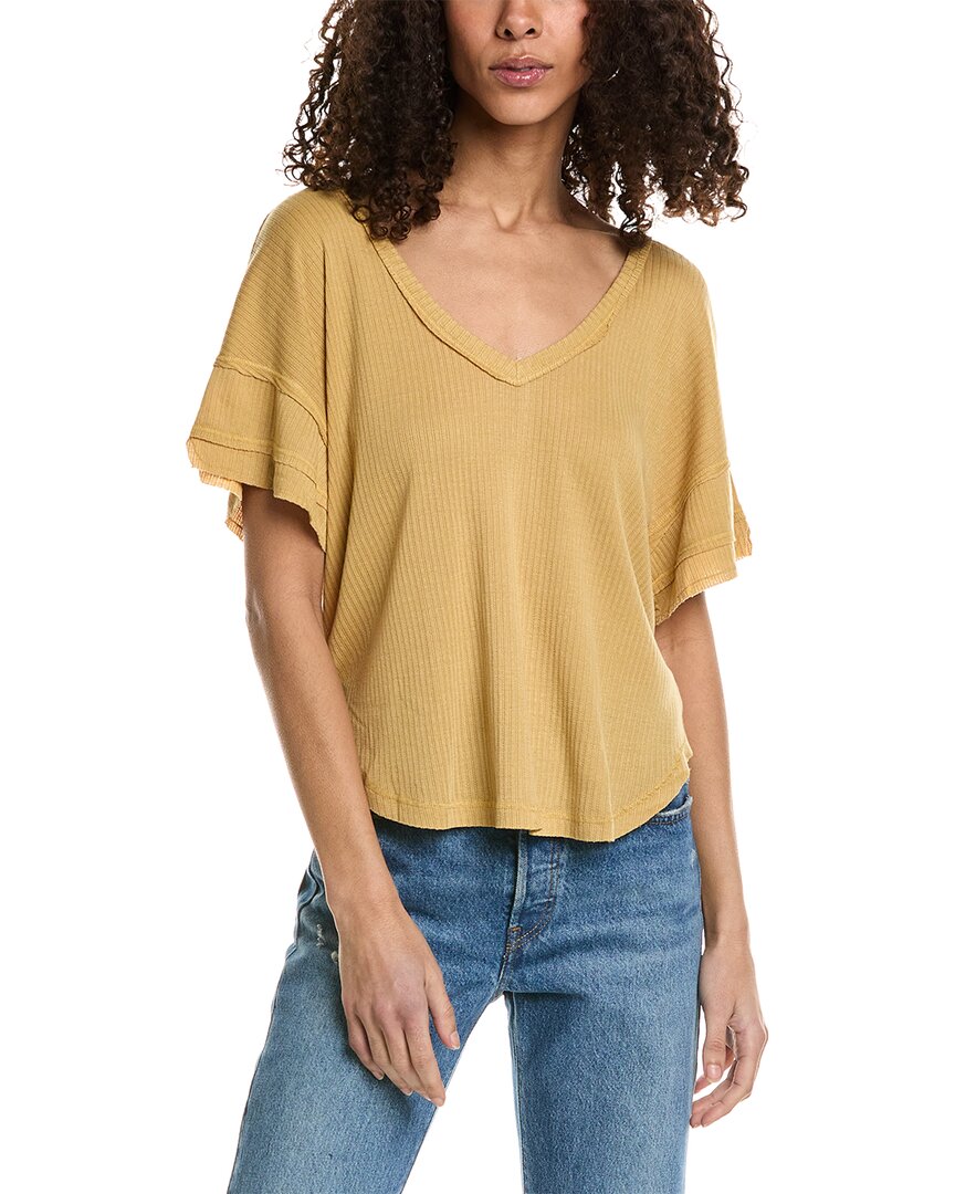 Project Social T Fiona Double V Pointelle T-shirt In Brown