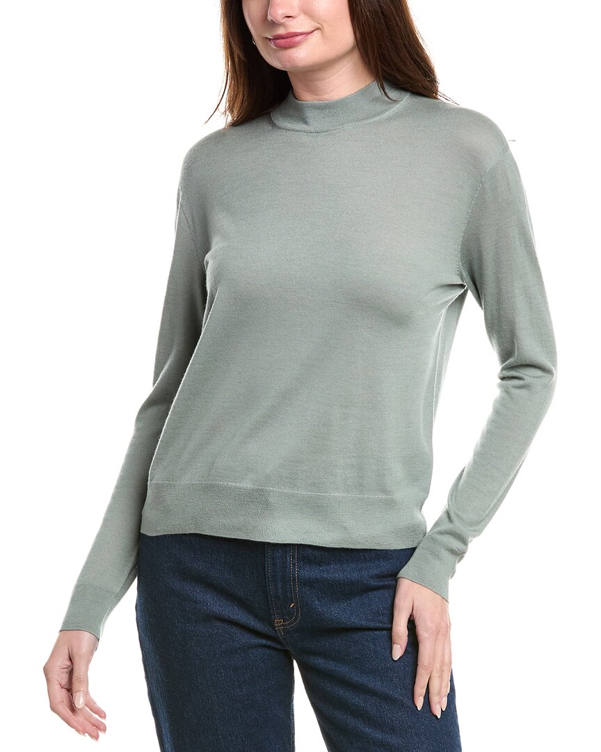 Vince Wool Mock Pullover In Green