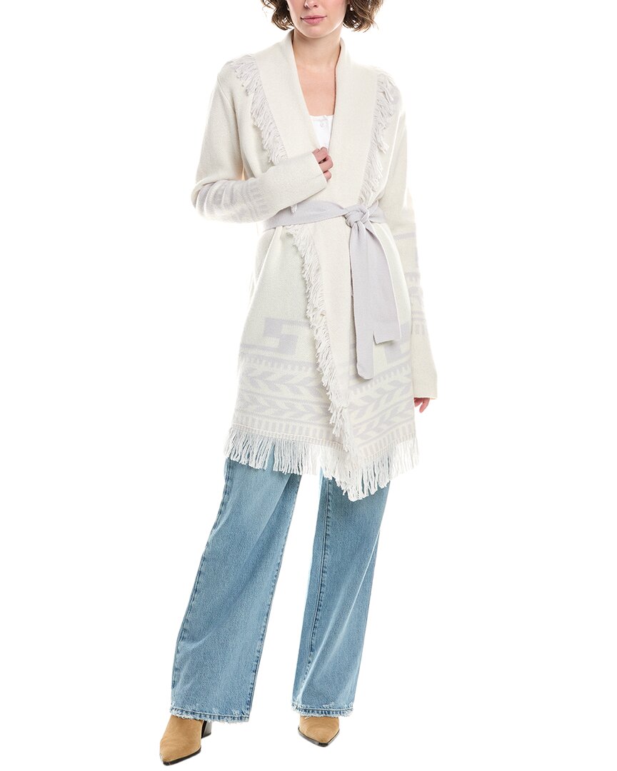 Raffi Intarsia Fringe Wool & Cashmere-blend Cardigan In White