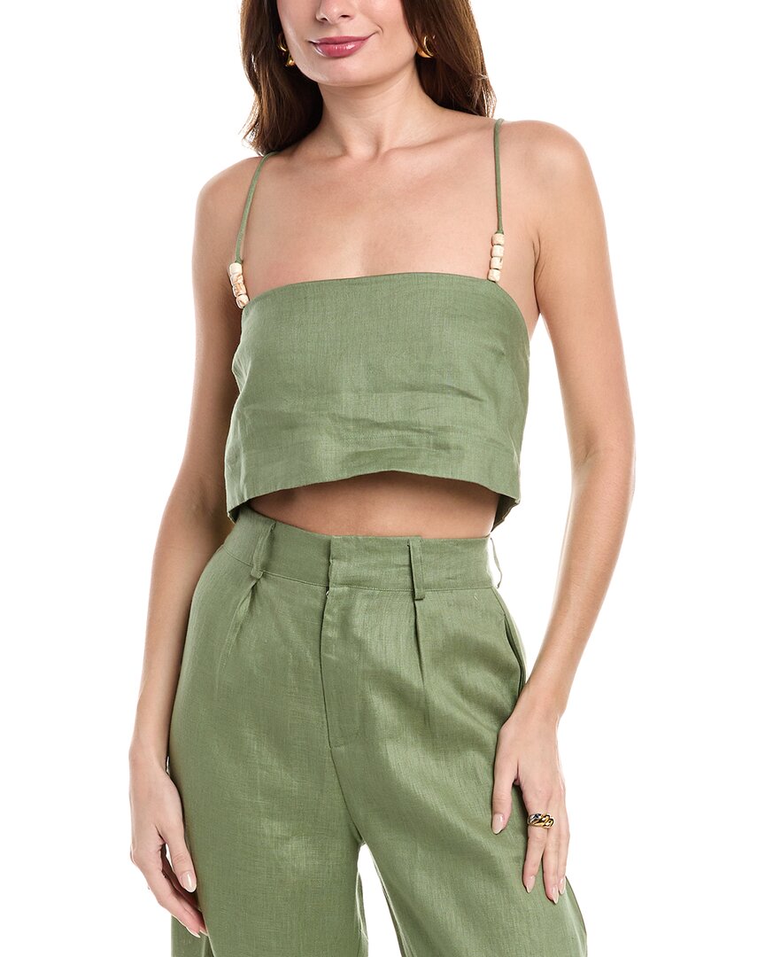 Shop Faithfull The Brand Chianti Linen Top In Green