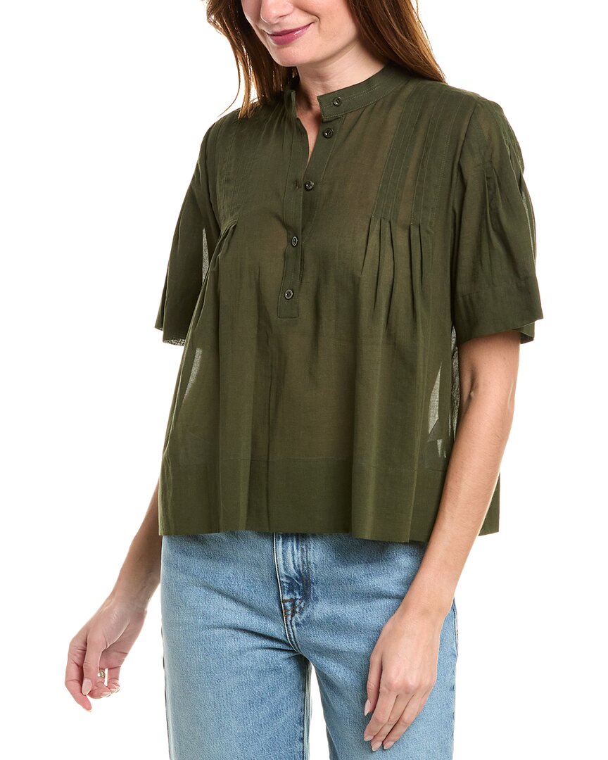 FRAME FRAME DENIM PLEATED BLOUSE