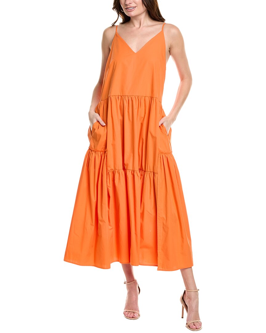 Labiz Tiered Midi Dress In Orange