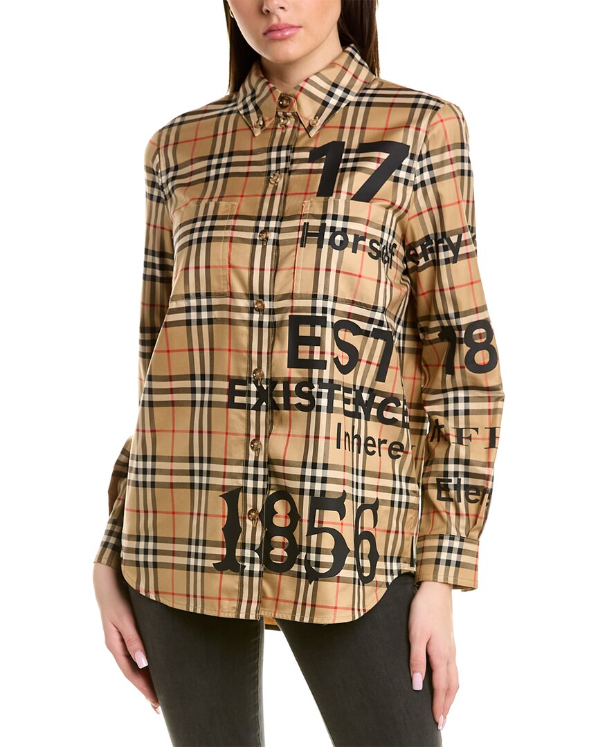 Shop Burberry Vintage Check Shirt In Beige