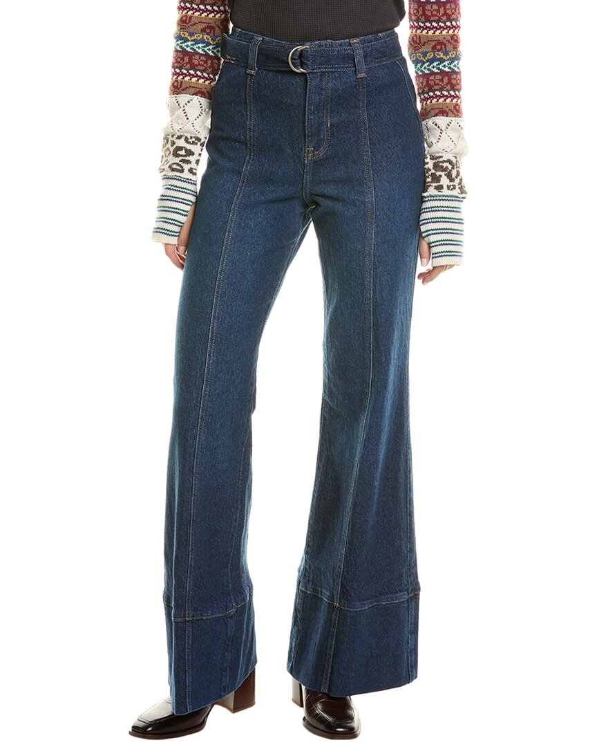 Free People Ryla Ring Belt Wide Leg Jeans In Blue