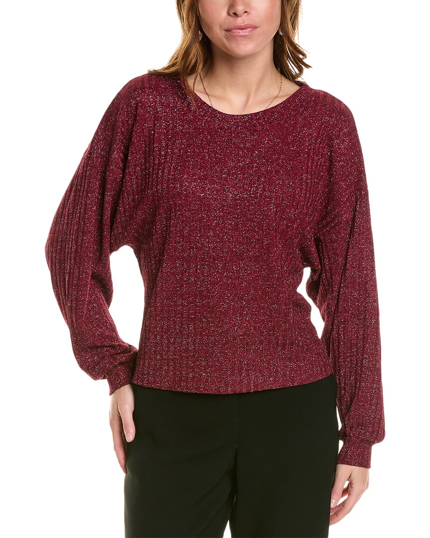 Luxe Always Lurex Rib Sweater In Red