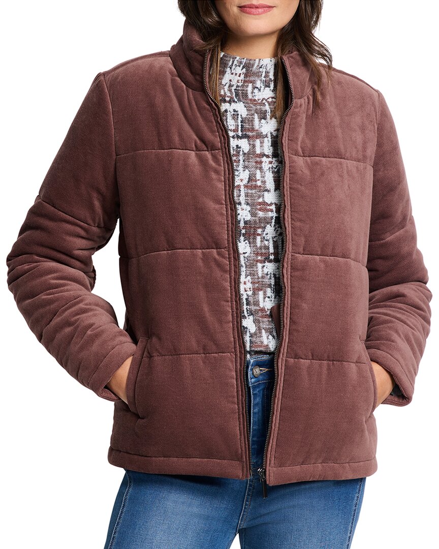 Nic + Zoe Velvet Puffer Jacket In Chai