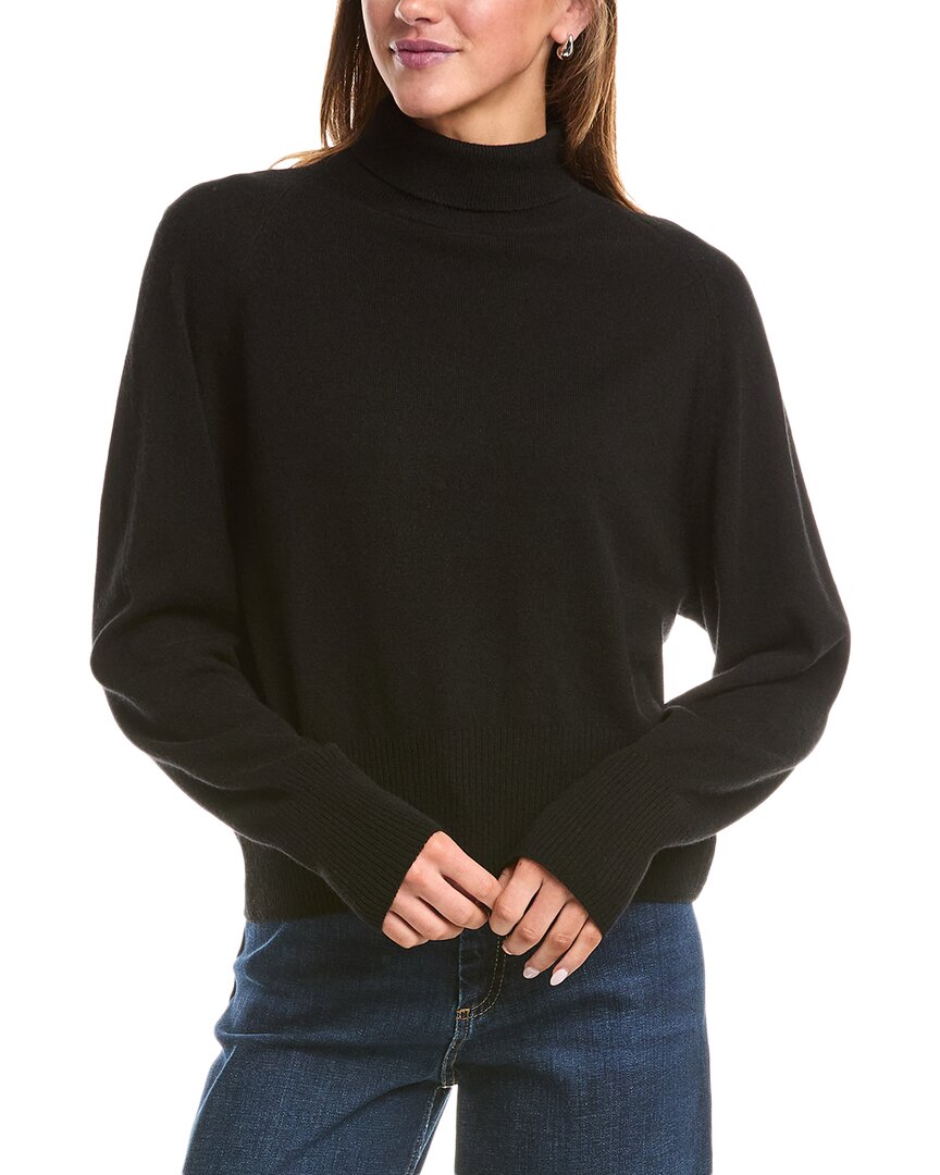 Vince Raglan Turtleneck Wool & Cashmere-blend Sweater In Black
