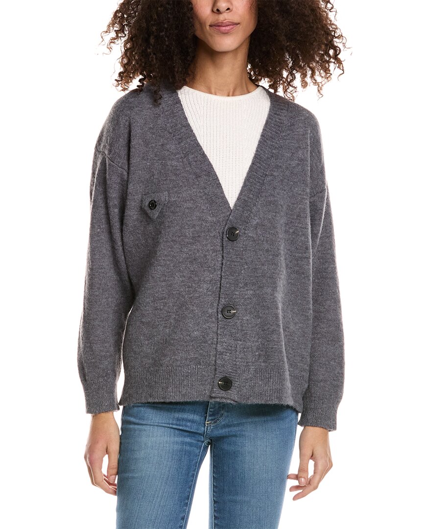 Shop Seraphina Cashmere & Wool-blend Cardigan In Grey