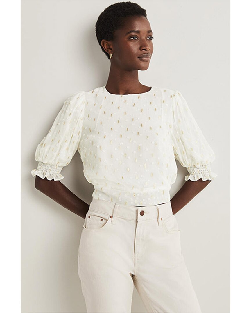 BODEN BODEN CROPPED METALLIC SMOCKED TOP