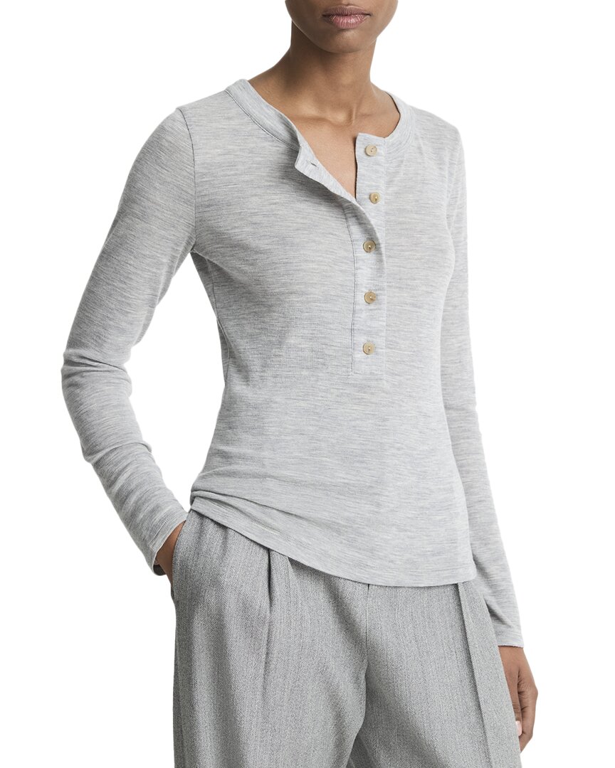 Vince Merino Wool Henley In Gray