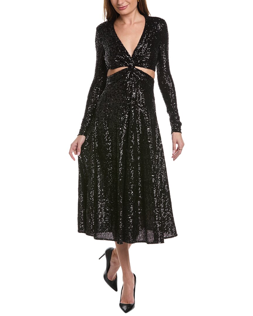 Shop Michael Kors Collection Cutout Sequin Midi Dress In Black