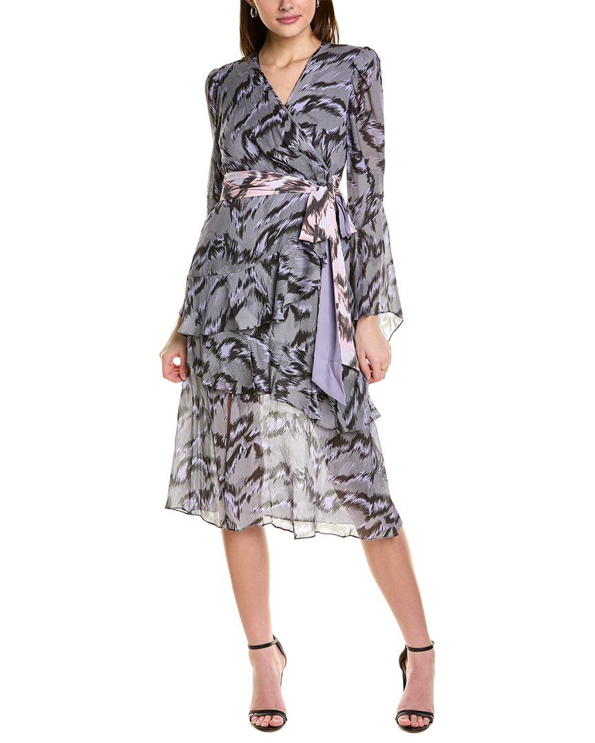 Diane Von Furstenberg Desma Wrap-effect Printed Chiffon Midi Dress In Grey
