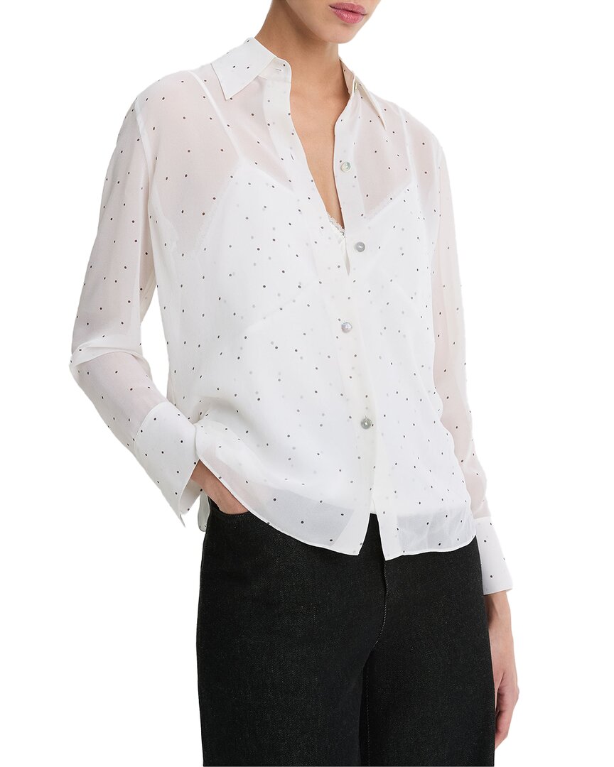 Vince Sheer Dot Silk Blouse