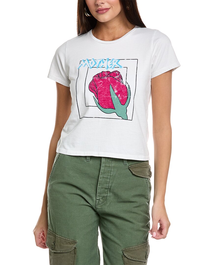Shop Mother Denim The Cropped Itty Bitty Goodie T-shirt In White
