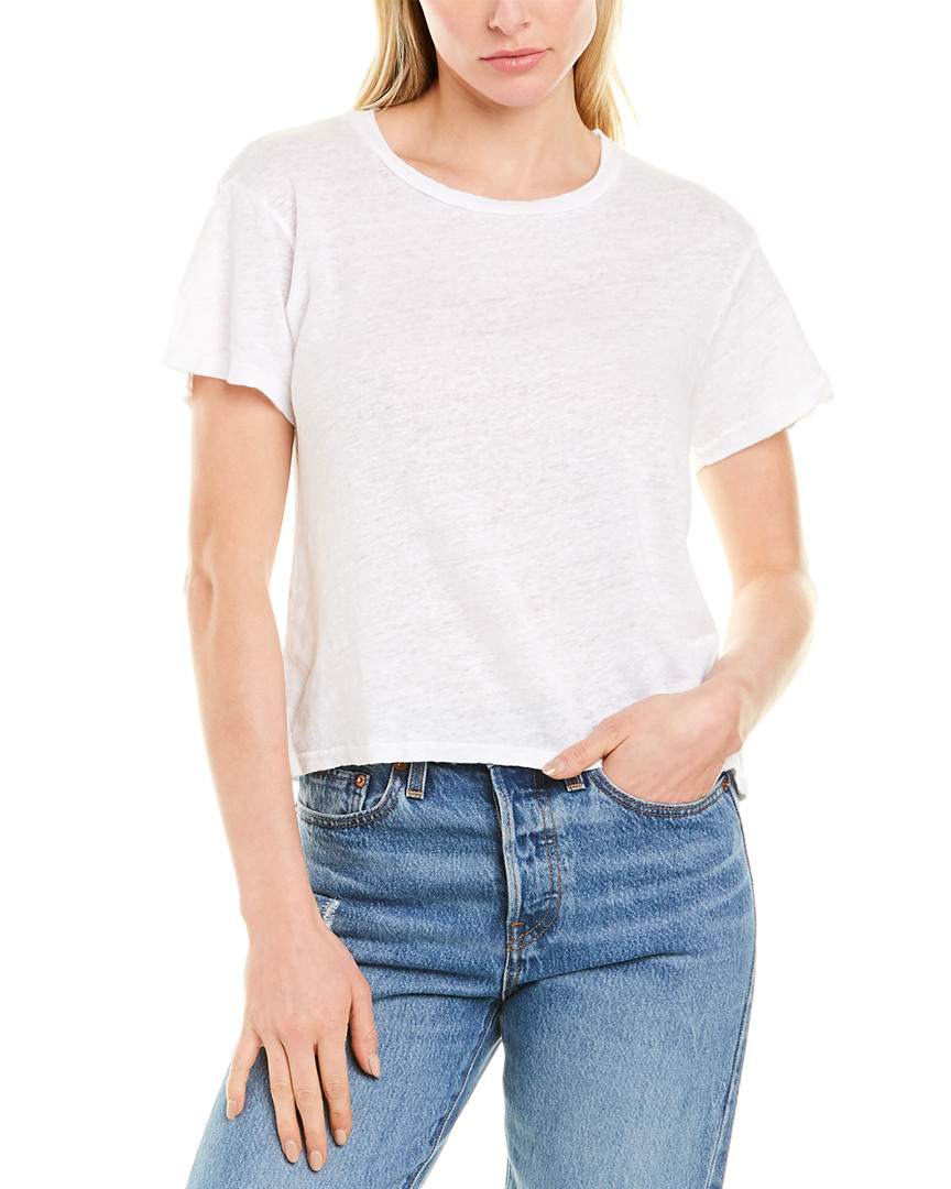Stateside Drawstring Linen T-Shirt Women's White L 840051234432 | eBay