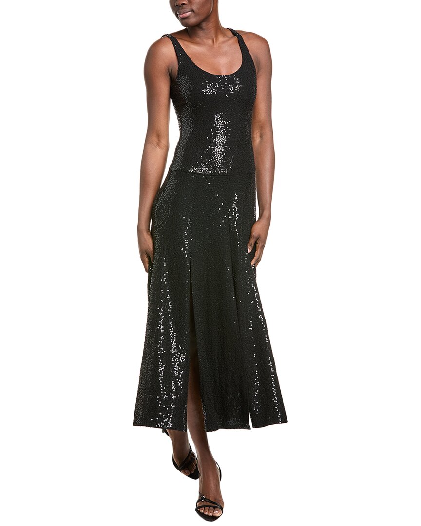 Michael Kors Collection Sequin Midi Tank Dress In Black