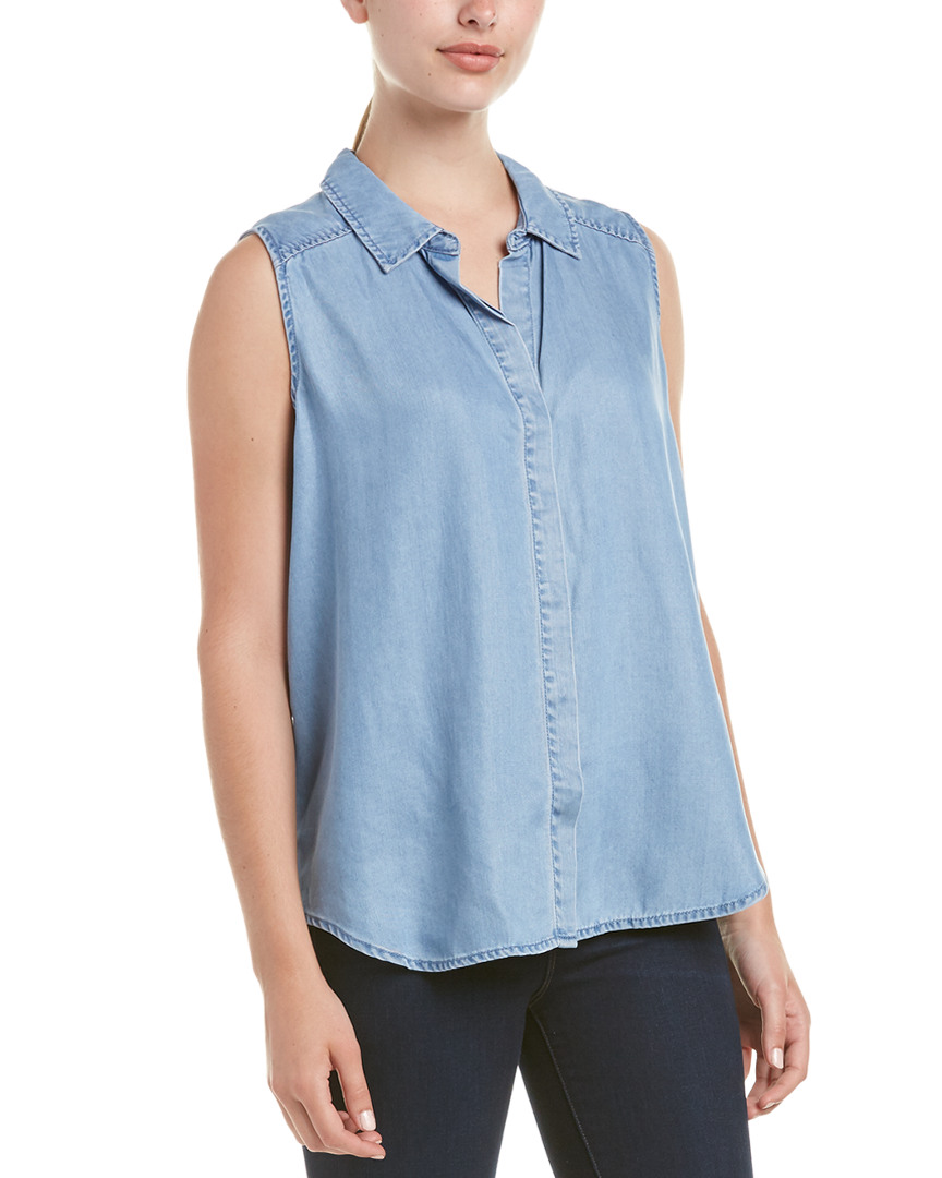 Image of NYDJ Denim High-Low Sleeveless Shirt