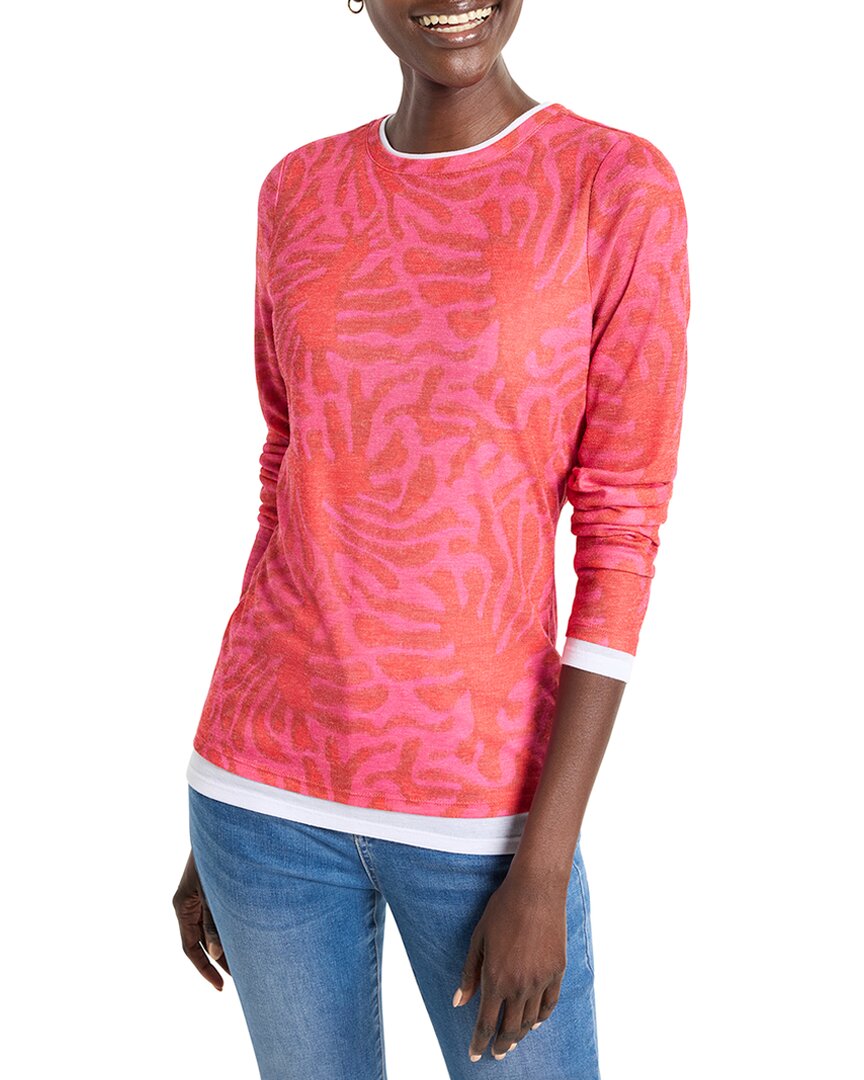 Nic + Zoe Stamped Leaves Double Layer Top