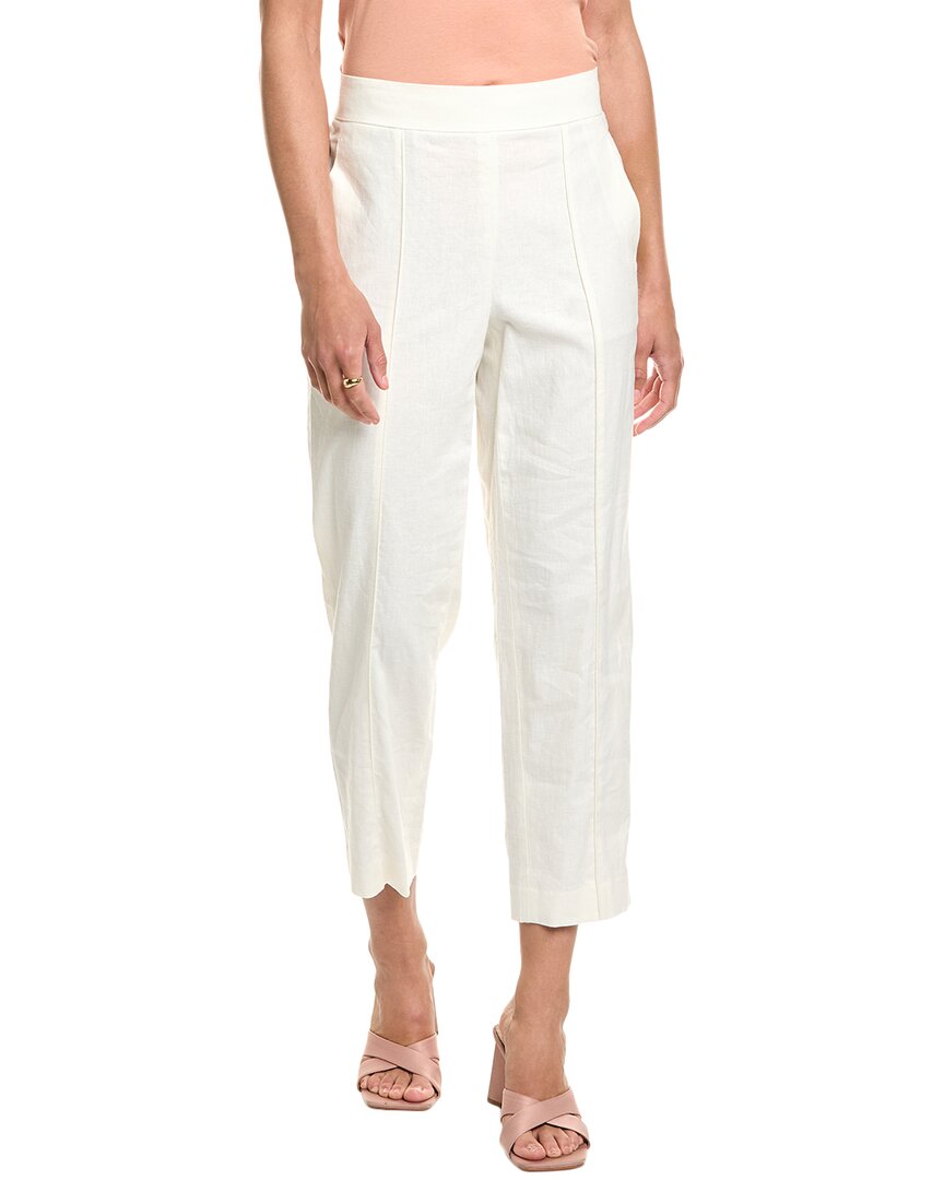Shop Vince Mid-rise Tapered Linen-blend Pull-on Pant