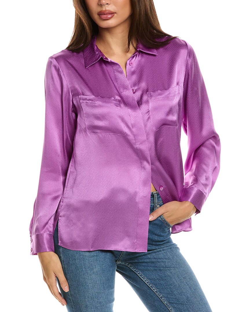 Frame Denim Slim Fit Silk Shirt In Purple