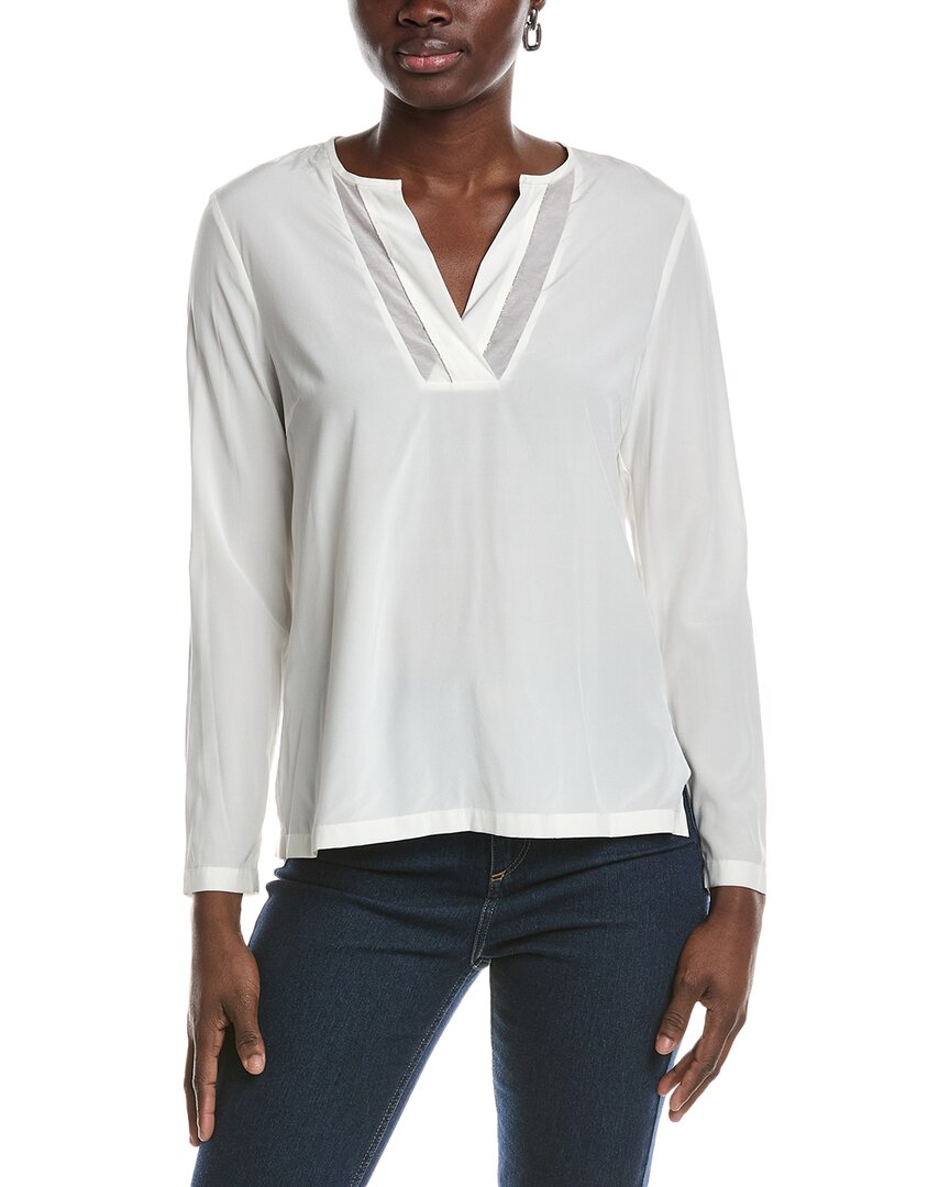 Shop Peserico Silk-blend Blouse In White