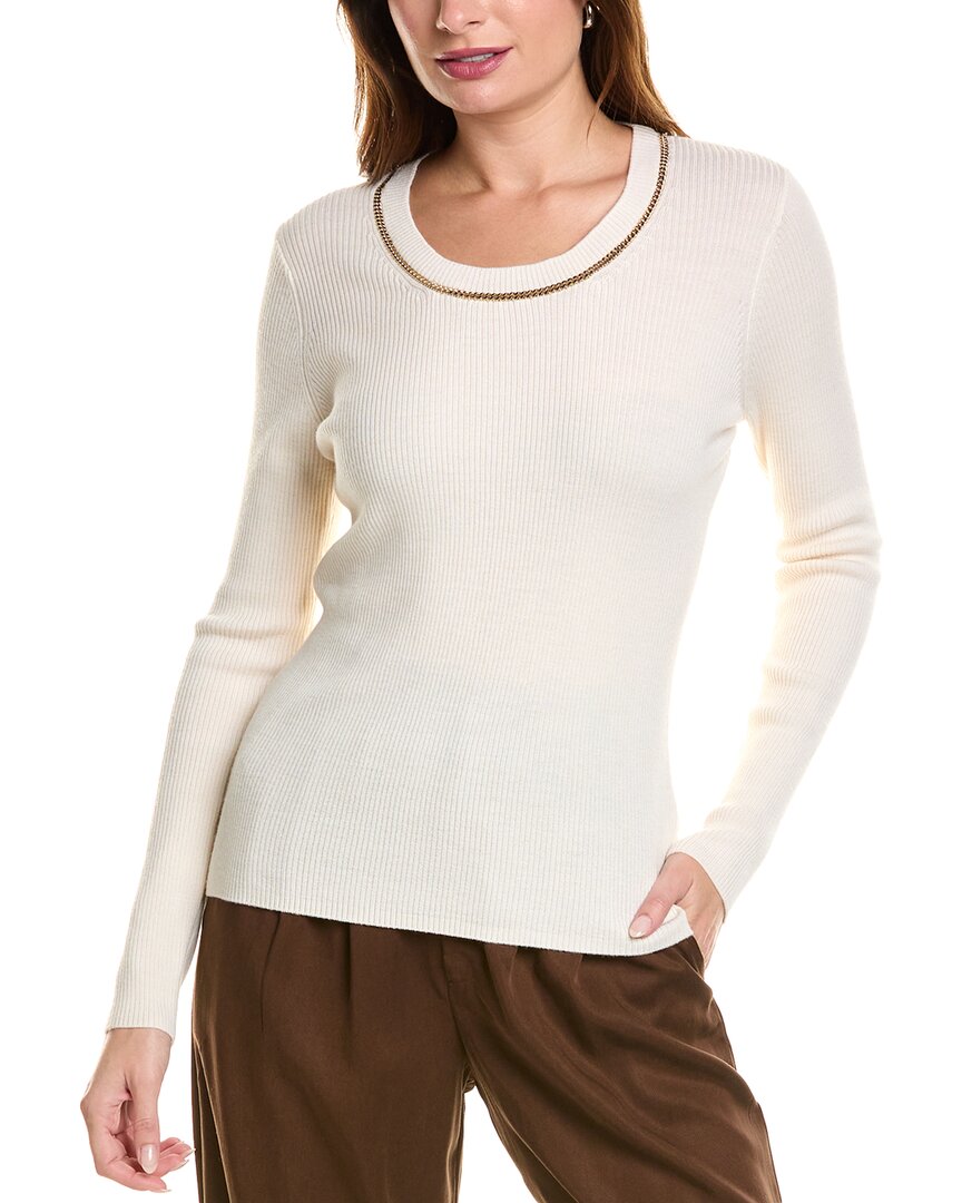 ELIE TAHARI ELIE TAHARI CHAIN TRIM WOOL SWEATER
