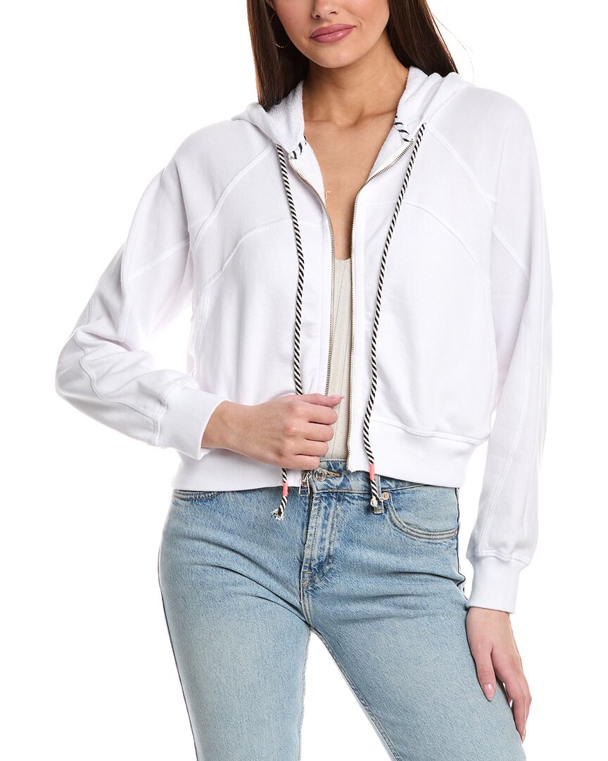 Sundry Contrast Stitching Horizon Zip Hoodie In White