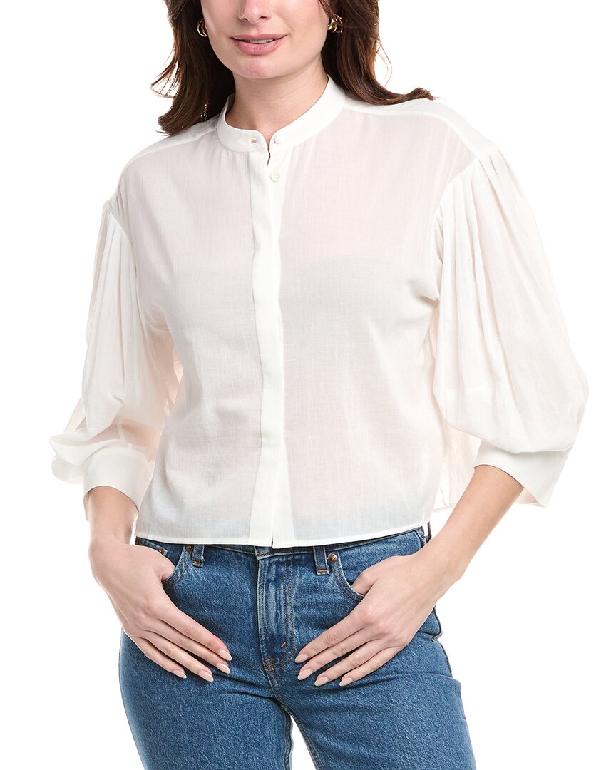 Shop Frame Denim Modern Puff Sleeve Top In White
