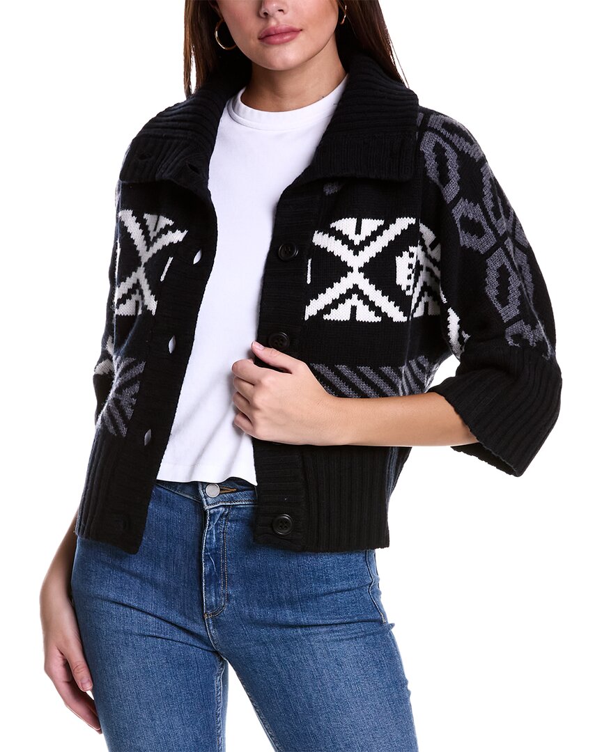 Shop Forte Cashmere Crop Wool & Cashmere-blend Cardigan In Black